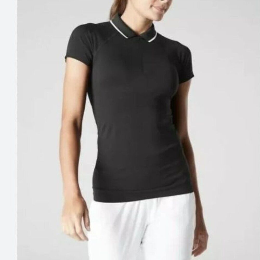 Athleta Momentum Polo Tee Seamless Black Sz S NWOT - Picture 5 of 12